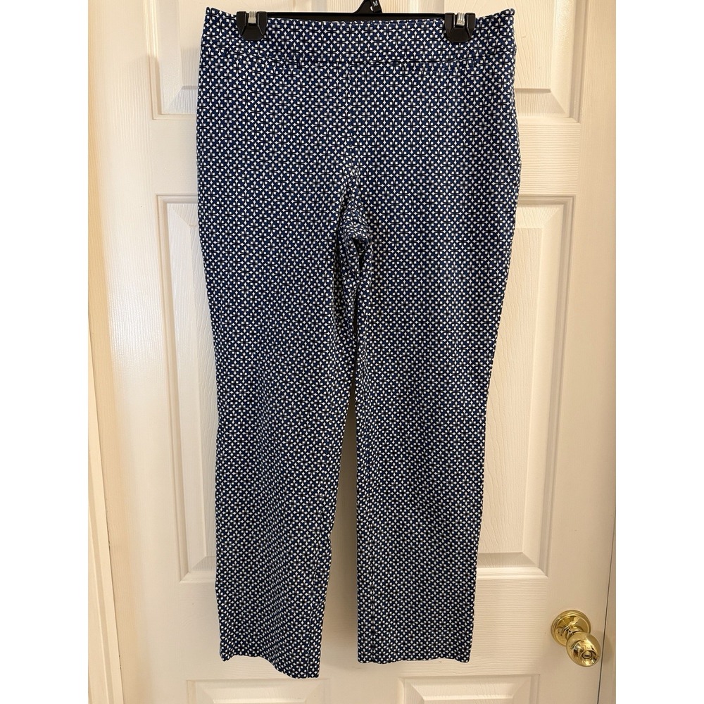Talbots Petite 8 Pants/ Navy & White/Classic/Side Zipper With Button